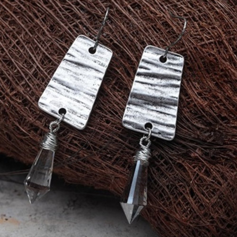 Waterdrop Crystal Earrings Silver Fall Statement